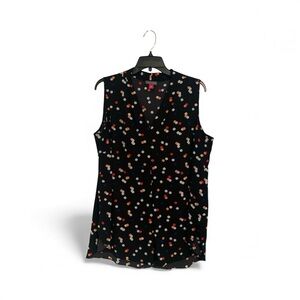 Vince Camuto Black Sleeveless Top with Colorful Dots